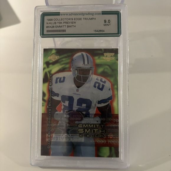 Emmitt Smith Graded Mint 9 Collector's Edge Triumph K-Klub Y3K Dallas Cowboys - Picture 1 of 6